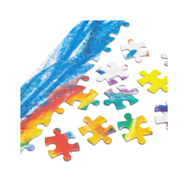 Alternative view of Jigsaw puzzle with tin